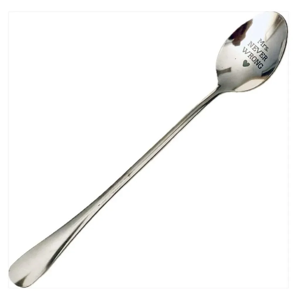 NWT Mrs. NEVER WRONG Silver Stainless Steel Spoon Anniversary,Valentine’s Gift